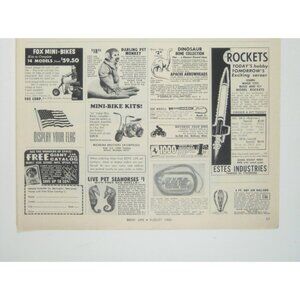 Vintage  August 1966 Print Ads Rockets Mini-Bikes And More
